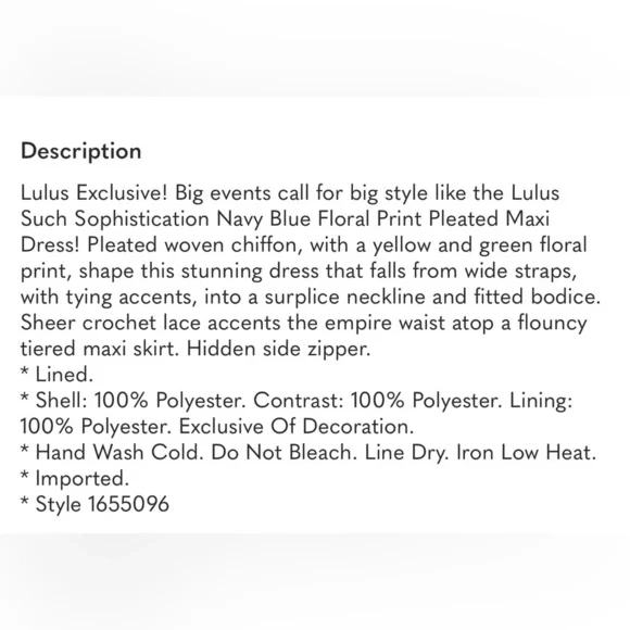 Lulu's Navy Floral Tiered Maxi Dress with Black Shoulder Ties - Picture 9 of 15